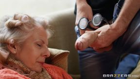 Hung pervert and busty babe Barbie Sins