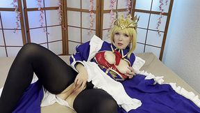 Curvy Buxom Saber (Fate/Grand Order) Pleases a Guy With BJ, Tit-fuck, Footjob & Sex To Get a Creampie
