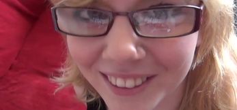 Short-haired English babe swallows cum