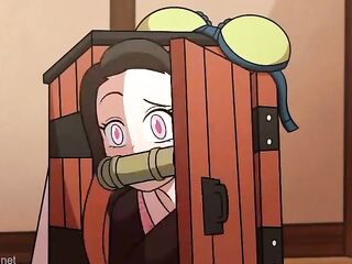 Anal Slayer- Nezuko meets Mitsuri and throats pink vagina, gals night