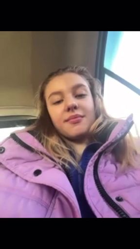 Blonde girl masturbate and vibration in the taxi