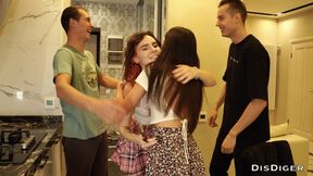 Real couples swap lovers and ride together on the same bed