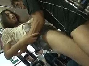 Hot Japanese girl gangbang in a public bus